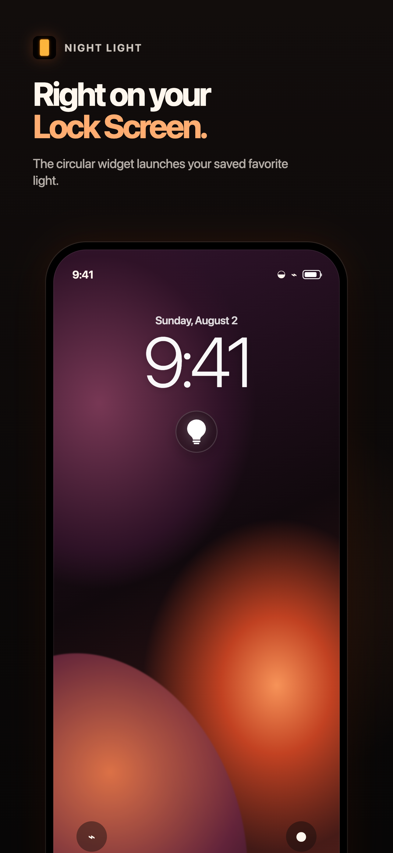 iPhone Lock Screen with the circular Night Light widget